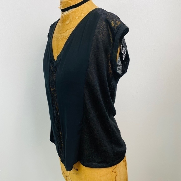 Alexis Linen Lace Cap Sleeve Blouse - Picture 3 of 4